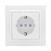 Розетка 1-м СП Минск 16А IP20 с заземл. защ. шторки бел. Basic EKF ERR16-028-100